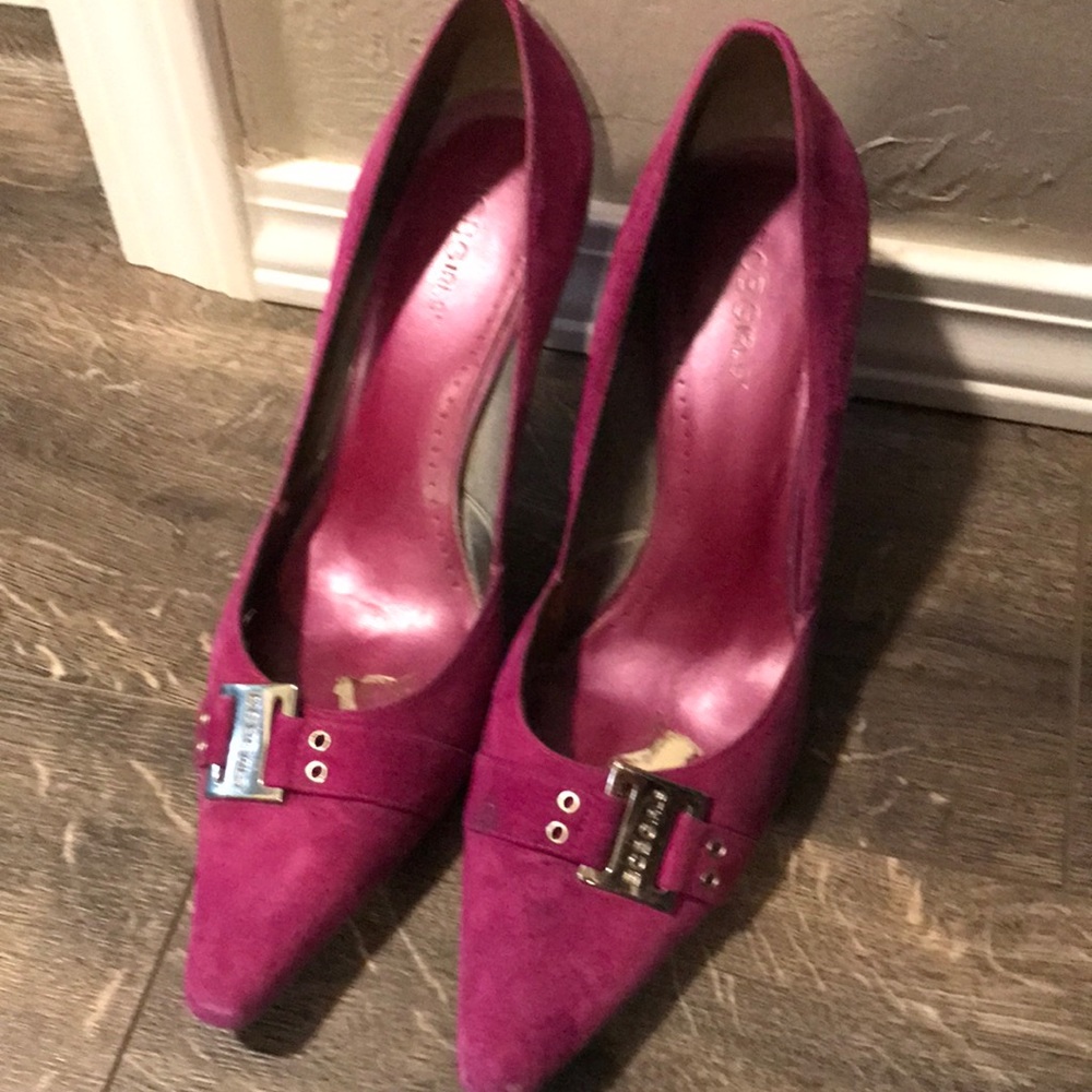 Suede hot pink heels